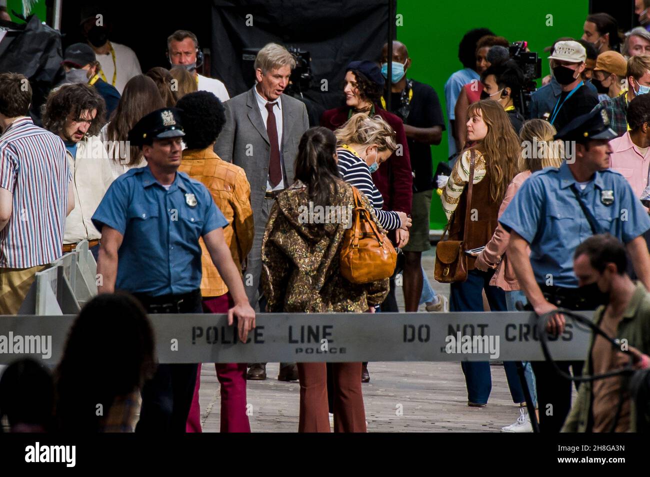 Harrison Ford's double and Phoebe Waller-Bridge are spotted on set in Glasgow for the filming of Indiana Jones 5.  Credit: Euan Cherry Stock Photo