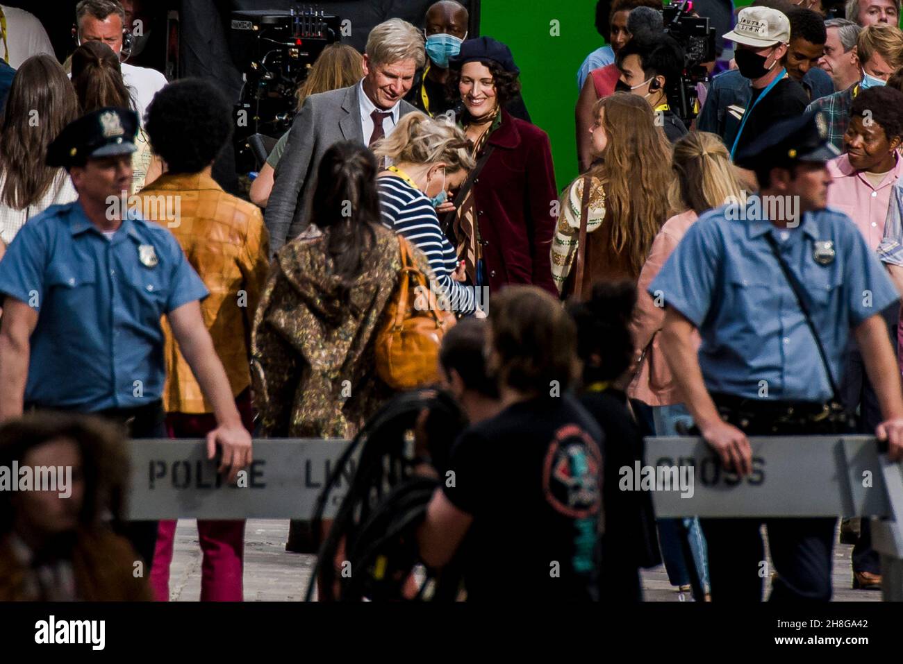 Harrison Ford's double and Phoebe WallerBridge are spotted on set in