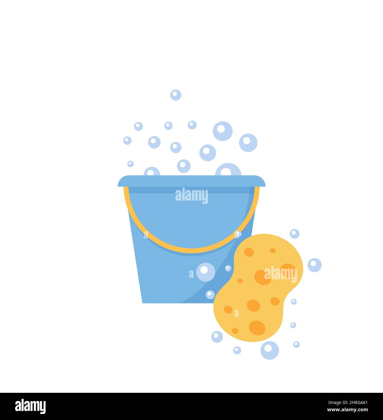 Assorted cleaning items set. Cleaning accessories flat style. Eps 10 Stock Vector