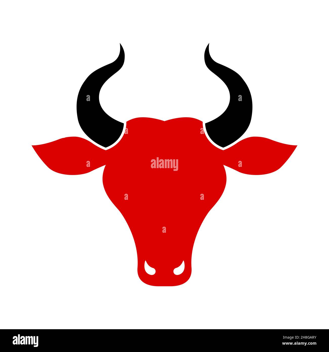 Vector silhouette of a bull, logo with a bull's head. Head of a horned ...