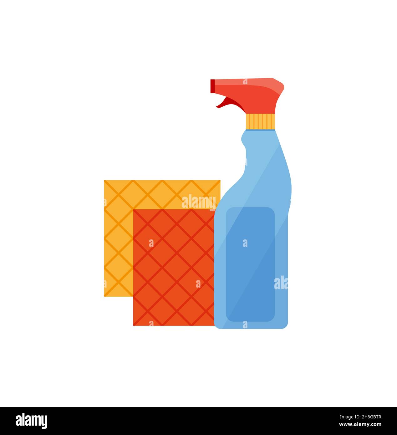 Assorted cleaning items set. Cleaning accessories flat style. Eps 10 Stock Vector