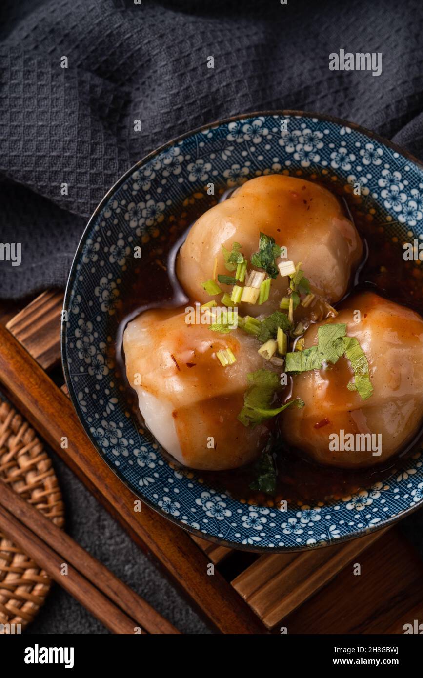 Top view of Bawan (Ba wan), Taiwanese meatball delicacy, delicious ...