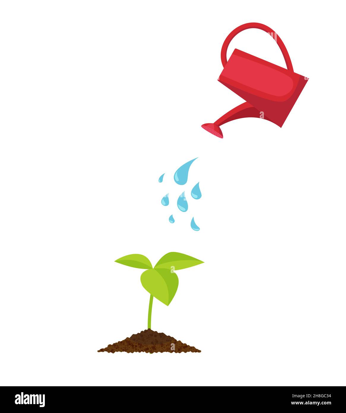 Watering plants with watering cans. Phases of plant cultivation. Vector illustration in flat style. EPS 10 Stock Vector