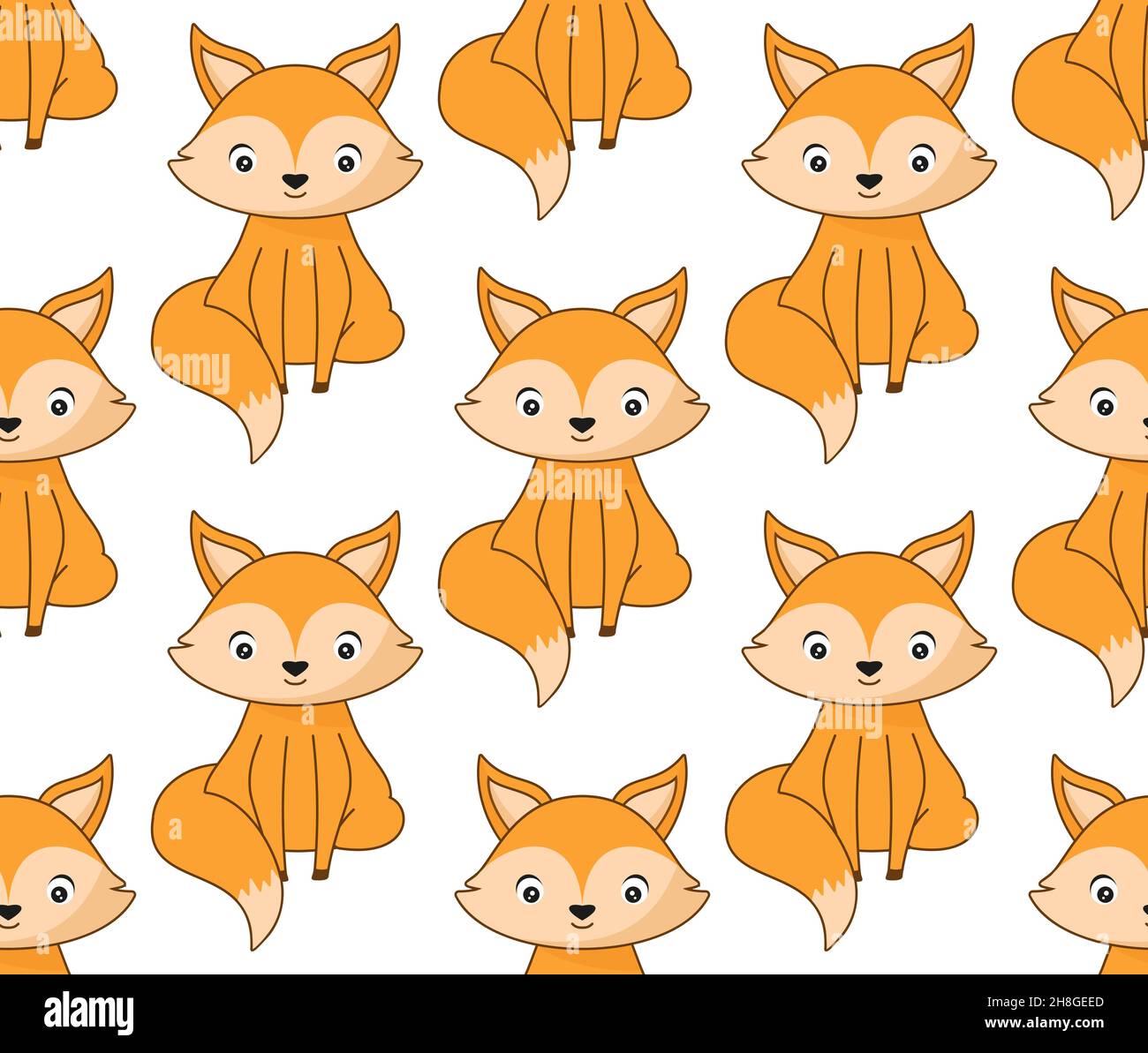 Vector illustration of seamless pattern in fox cartoon style Stock ...