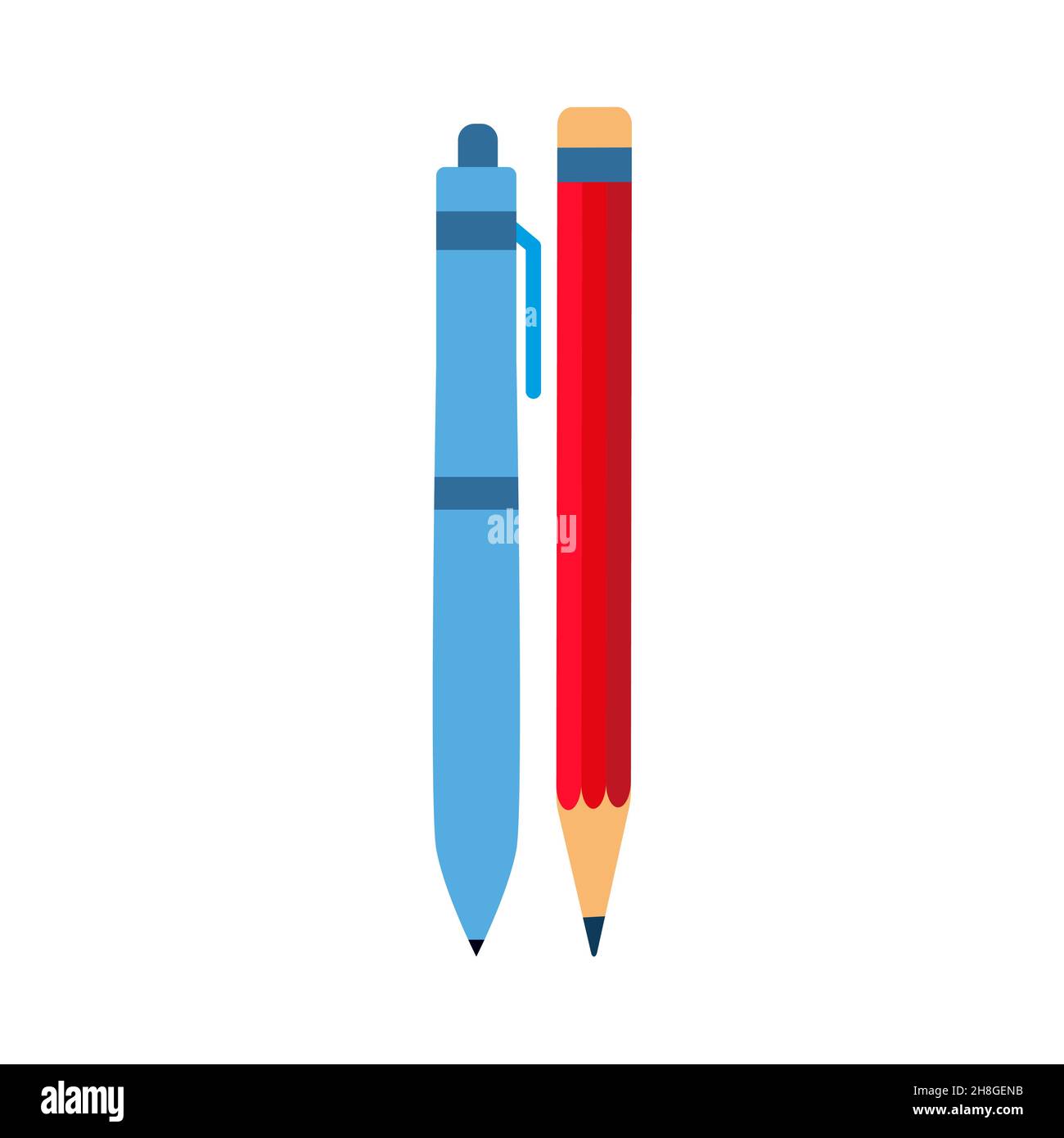 pencil and pen school items isolated on white background EPS 10 Stock ...
