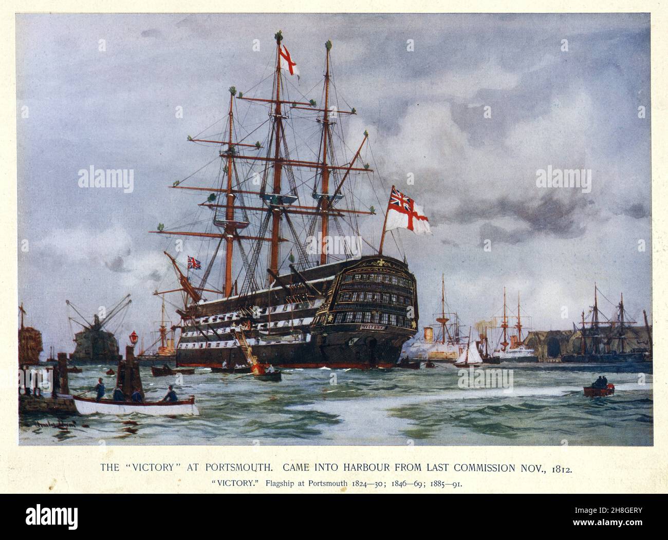 HMS Victory at Portsmouth, Came into Harbour from last commission Stock Photo