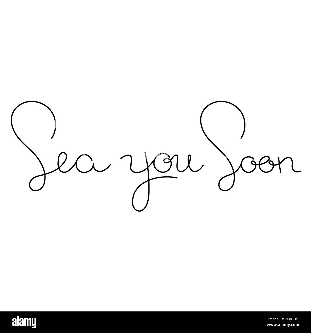 Handdrawn Phrase See You Soon Simple Outline Vector Lettering Quote 