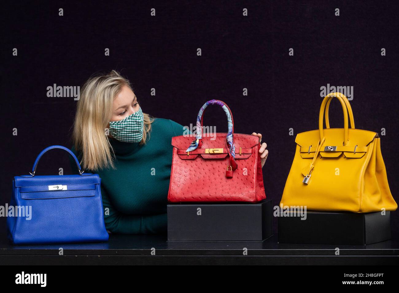 Sold at Auction: Hermes Birkin Ghillies Bag Anemone Togo and Swift with  Palladium Hardware 30