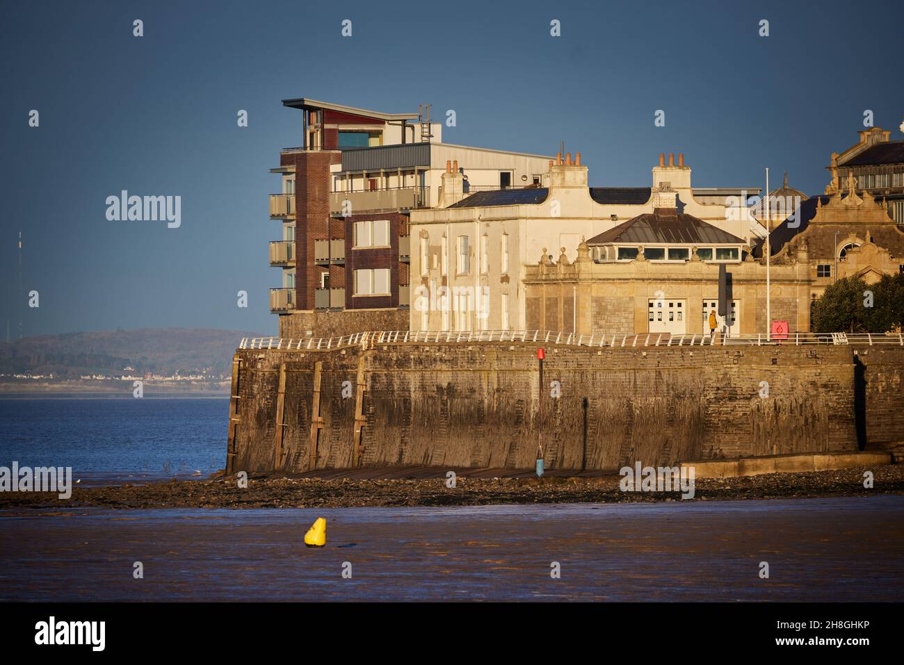 Weston-super-Mare seaside town in Somerset, England. Knightstone Island in the Bristol Channel Stock Photo