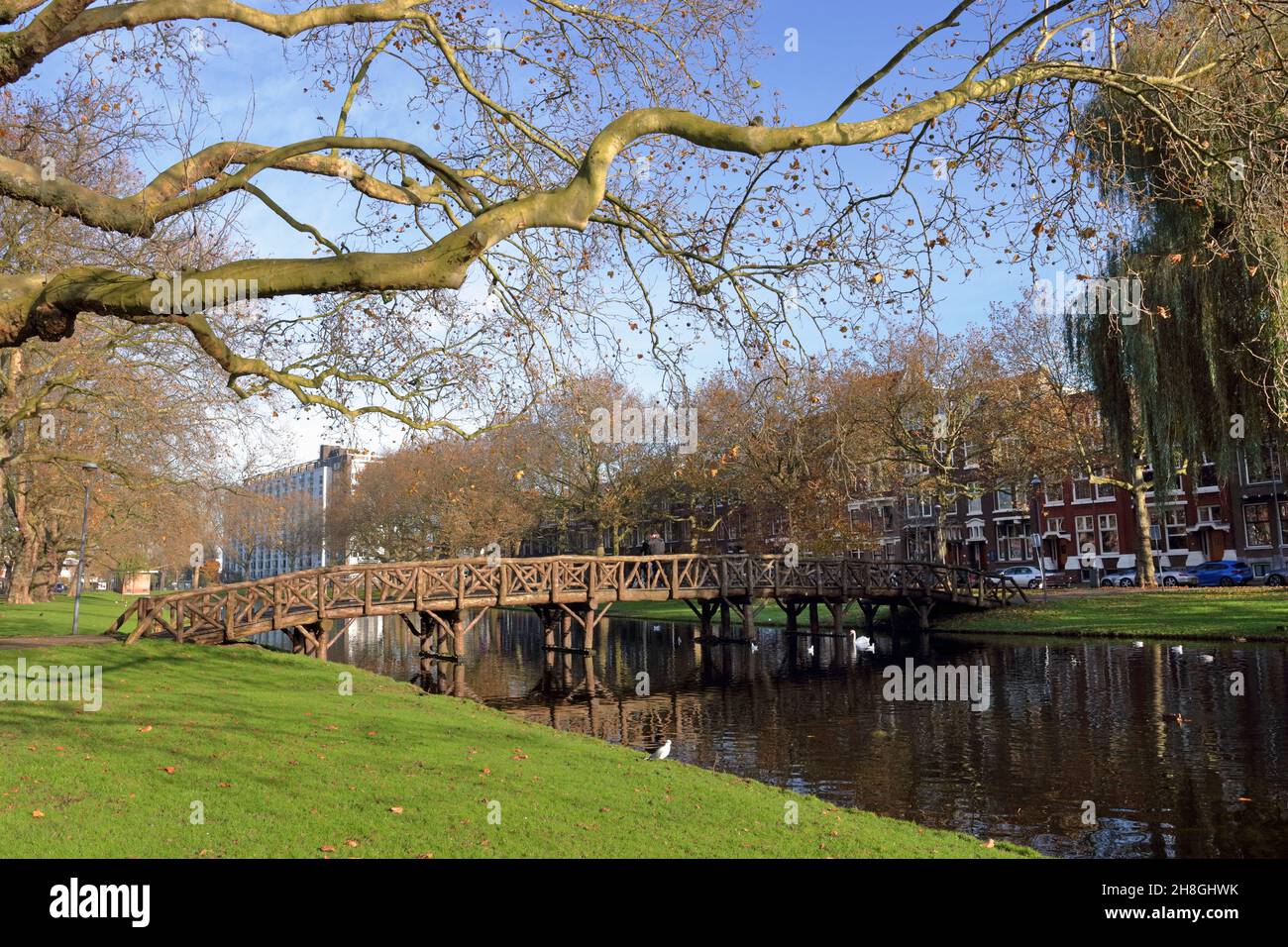 City park and water storage in Roterdam Stock Photo
