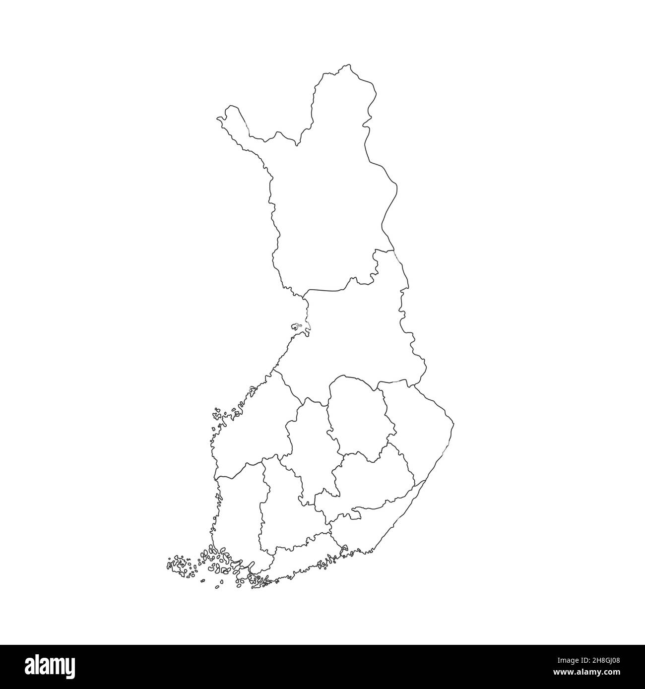 Finland outline map isolated on a white background. Stock Photo