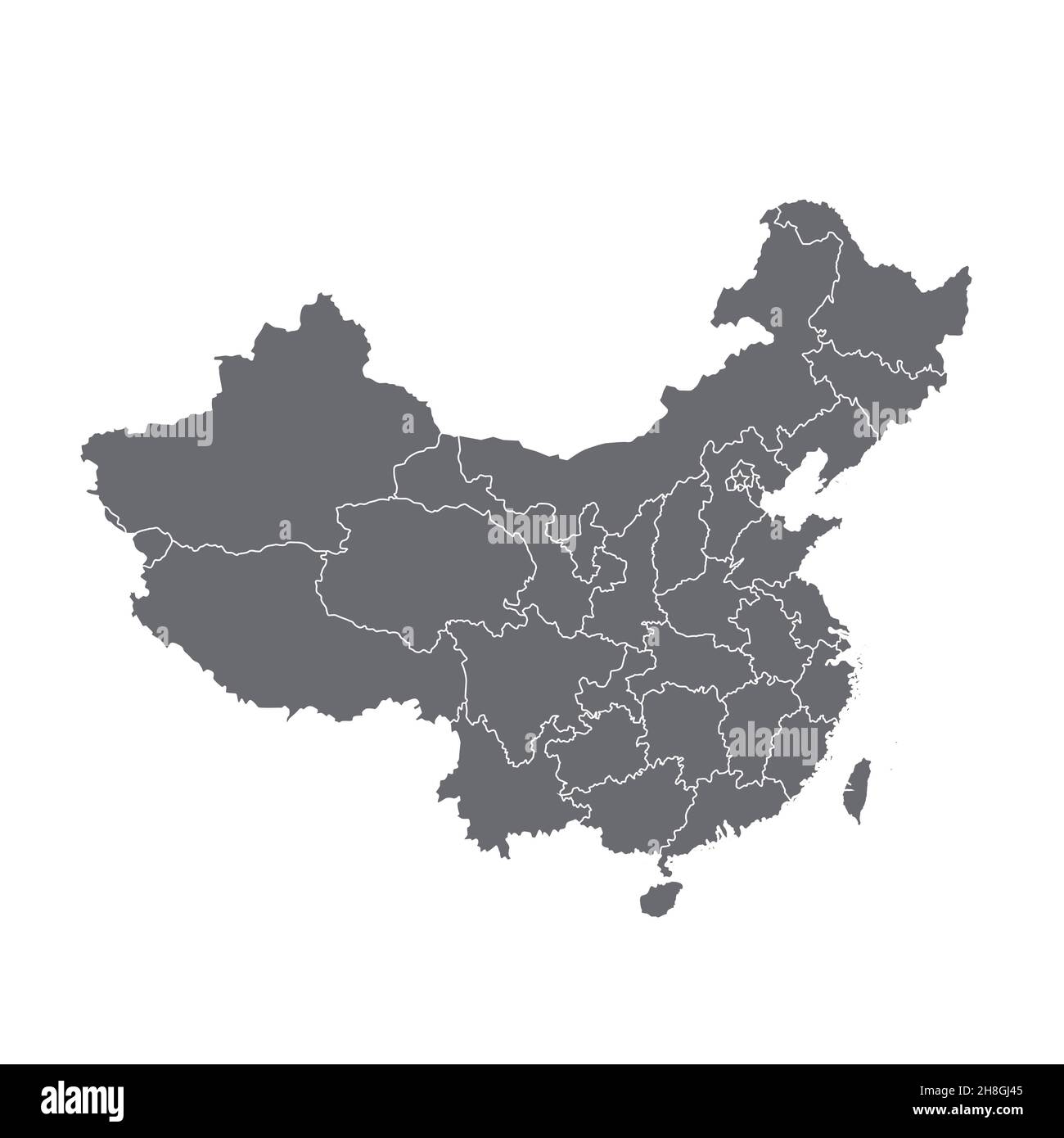 Grey blank China map. Flat illustration isolated. Stock Photo