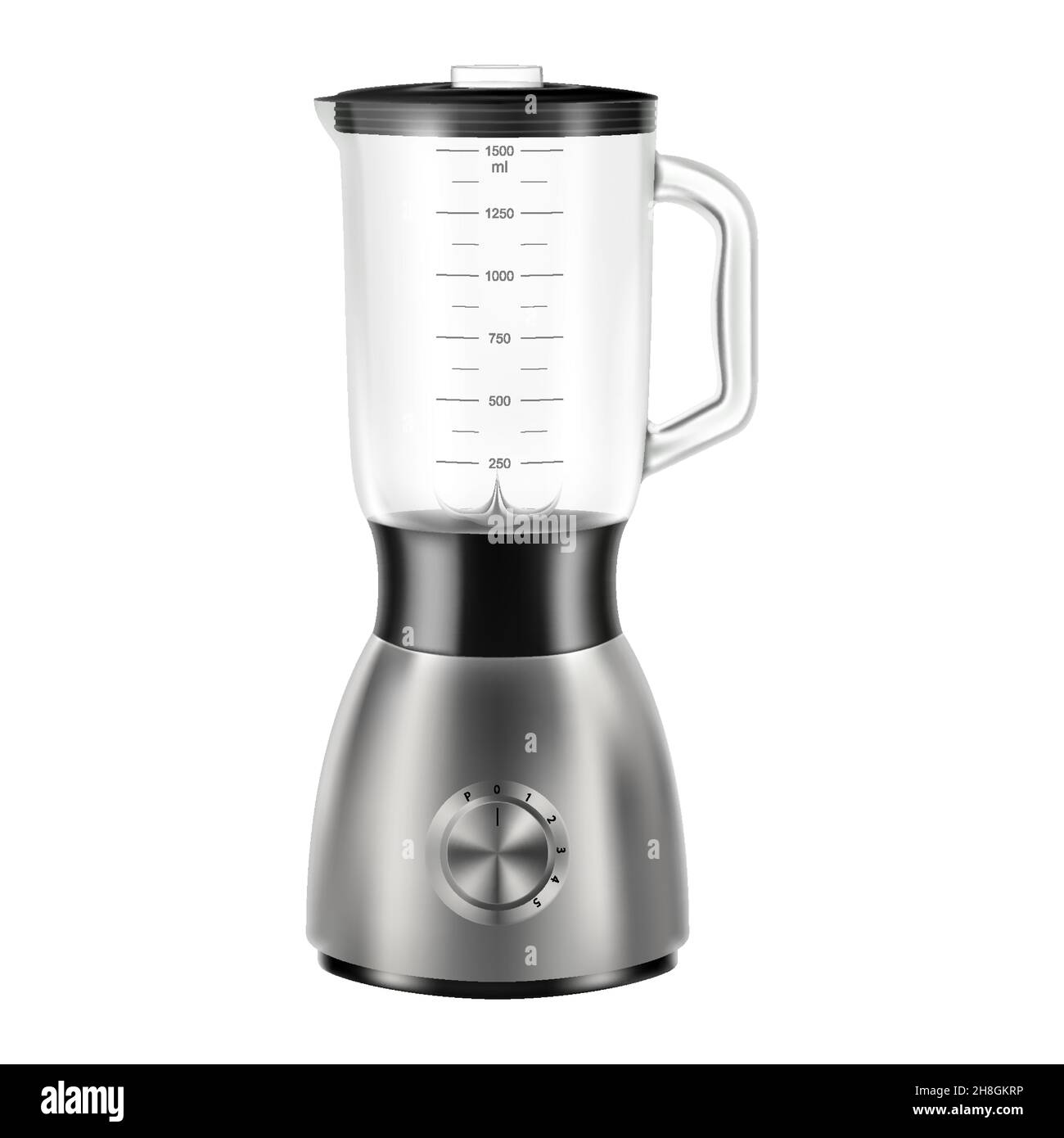 Blender. Empty juicer or food mixer. Isolated kitchen electric appliance. Realistic 3D vector illustration Stock Vector