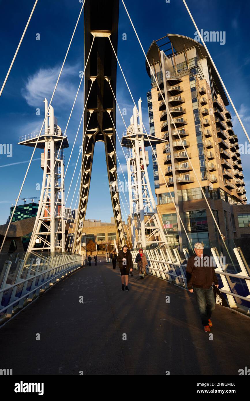 Salford Quays Manchester Ship Canal, Millennium Bridge and Sovereign