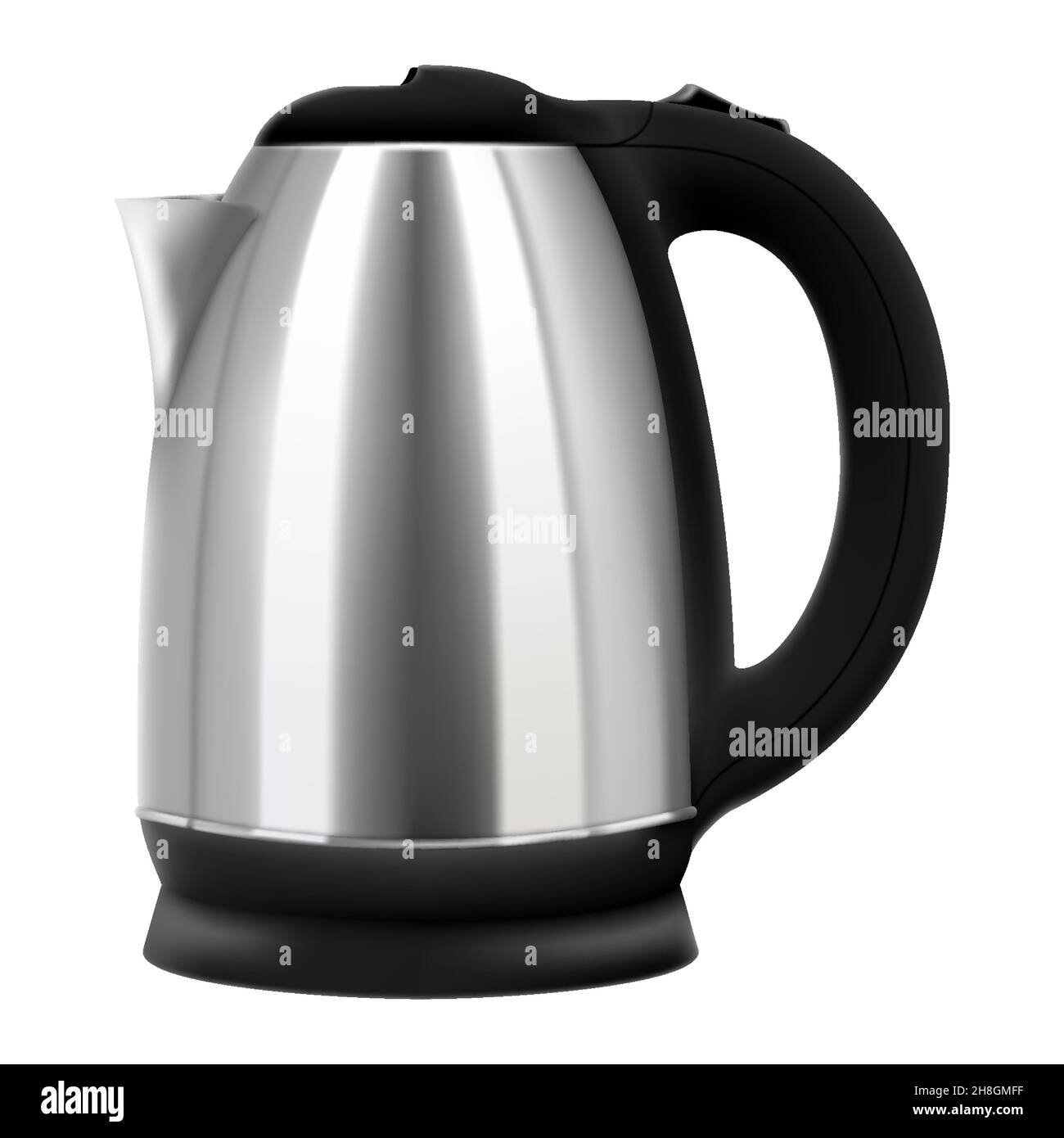 Realistic electric kettle made of metal , isolated 3d vector illustration on white background Stock Vector