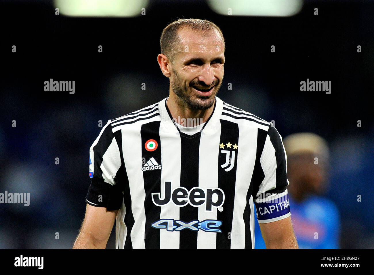 Giorgio Chiellini player of Juventus, during the match of the Italian SerieA league between Napoli vs Juventus, final result 2-1, match played at the Stock Photo