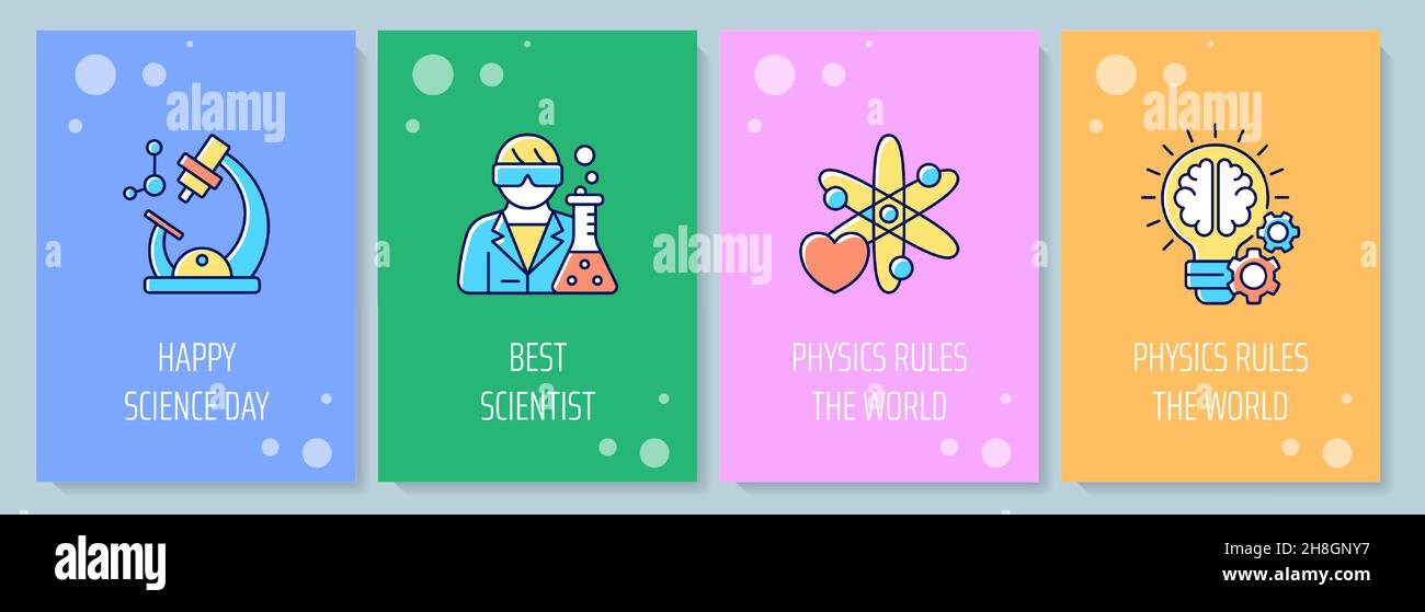 National science day celebration greeting card with color icon element ...