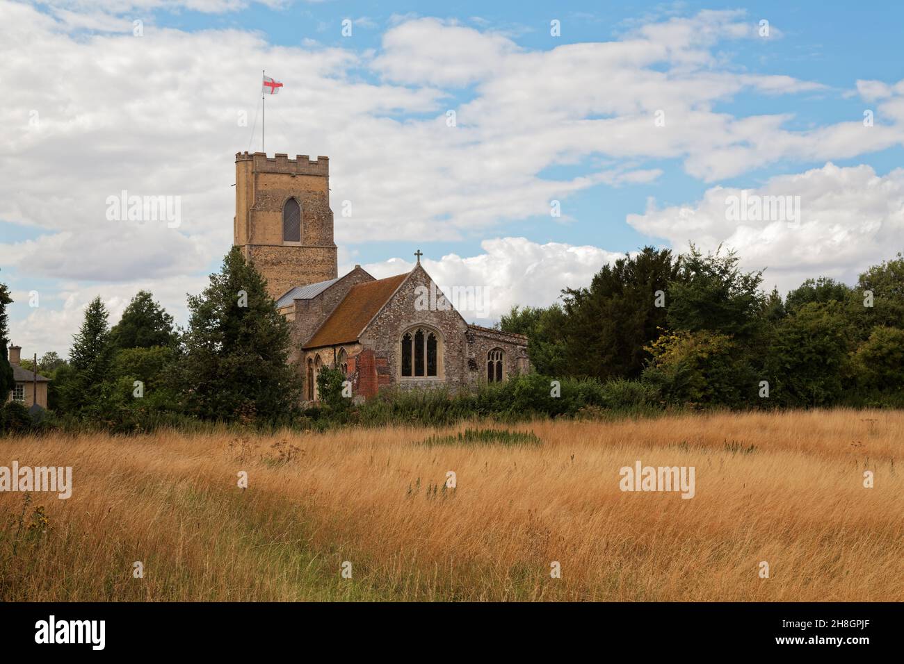 Saint Laurence church in the village of Ridgewell, Essex, England. Stock Photo