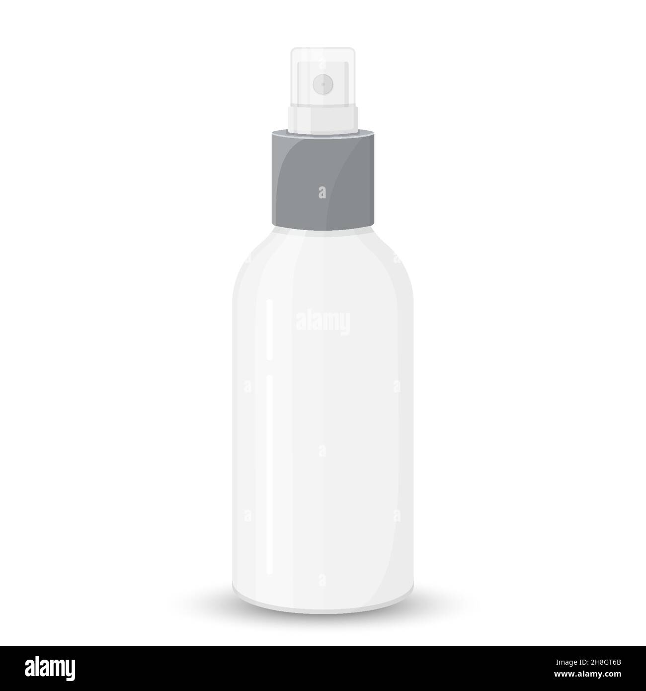 White empty spray bottle with transparent cap, cosmetic package, vector ...