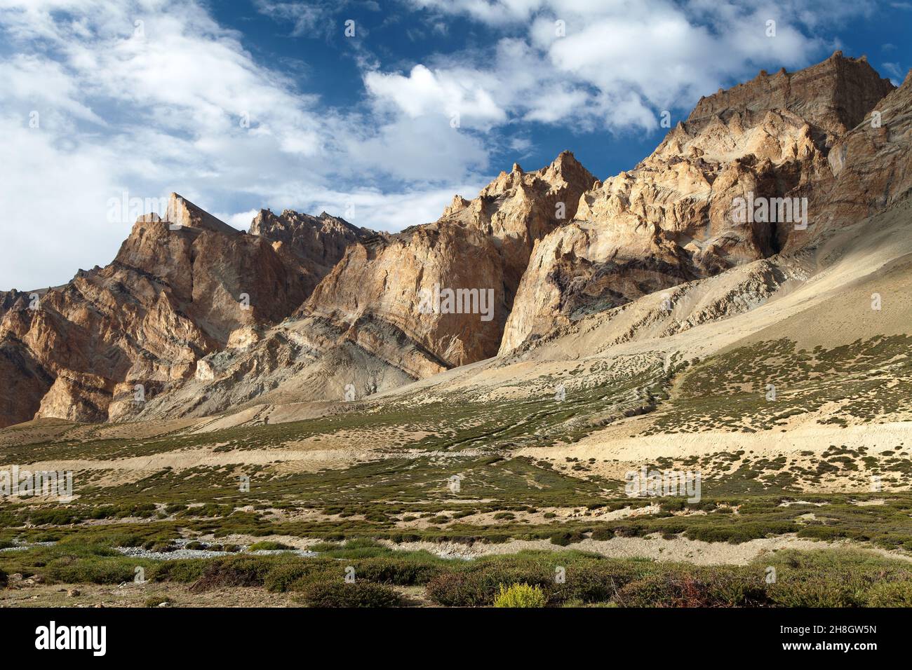 Mountain view from Zanskar trek, Ladakh, Jammu and Kashmir, India Stock Photo
