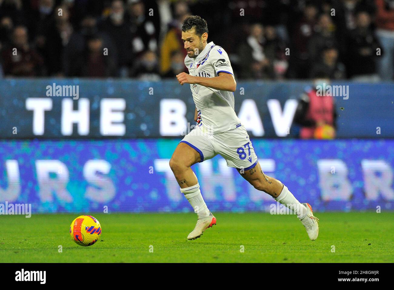 Genoa, Italy. 30 April 2022. Antonio Candreva of UC Sampdoria in action  during the Serie A football match between UC Sampdoria and Genoa CFC.  Credit: Nicolò Campo/Alamy Live News Stock Photo - Alamy