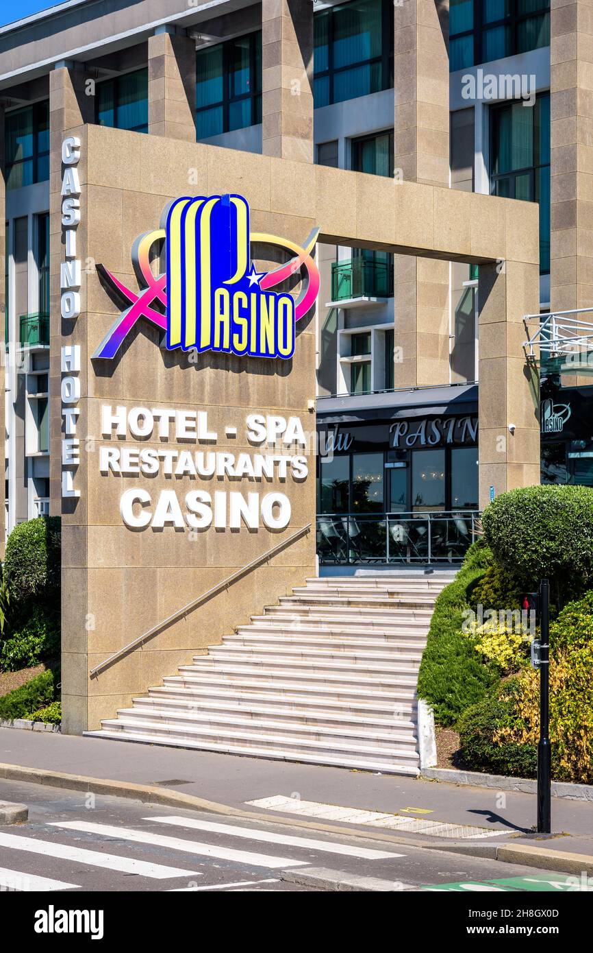 Entrance of the Pasino hotel complex in Le Havre, France, with casino, restaurants and spa. Stock Photo