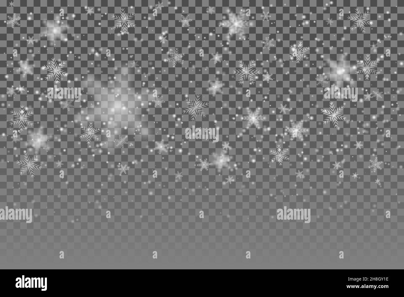 Christmas background with transparent basis and lots of snowflakes ...