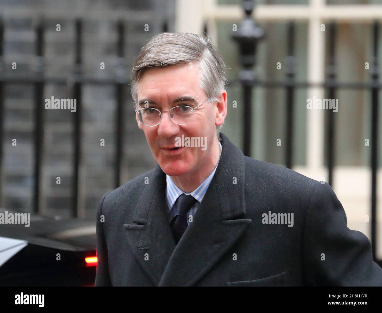 London, UK. 30th Nov, 2021. Leader of the House of Commons Jacob Rees-Mogg arrives at Downing Street for the weekly Cabinet Meeting. Credit: Uwe Deffner/Alamy Live News Stock Photo