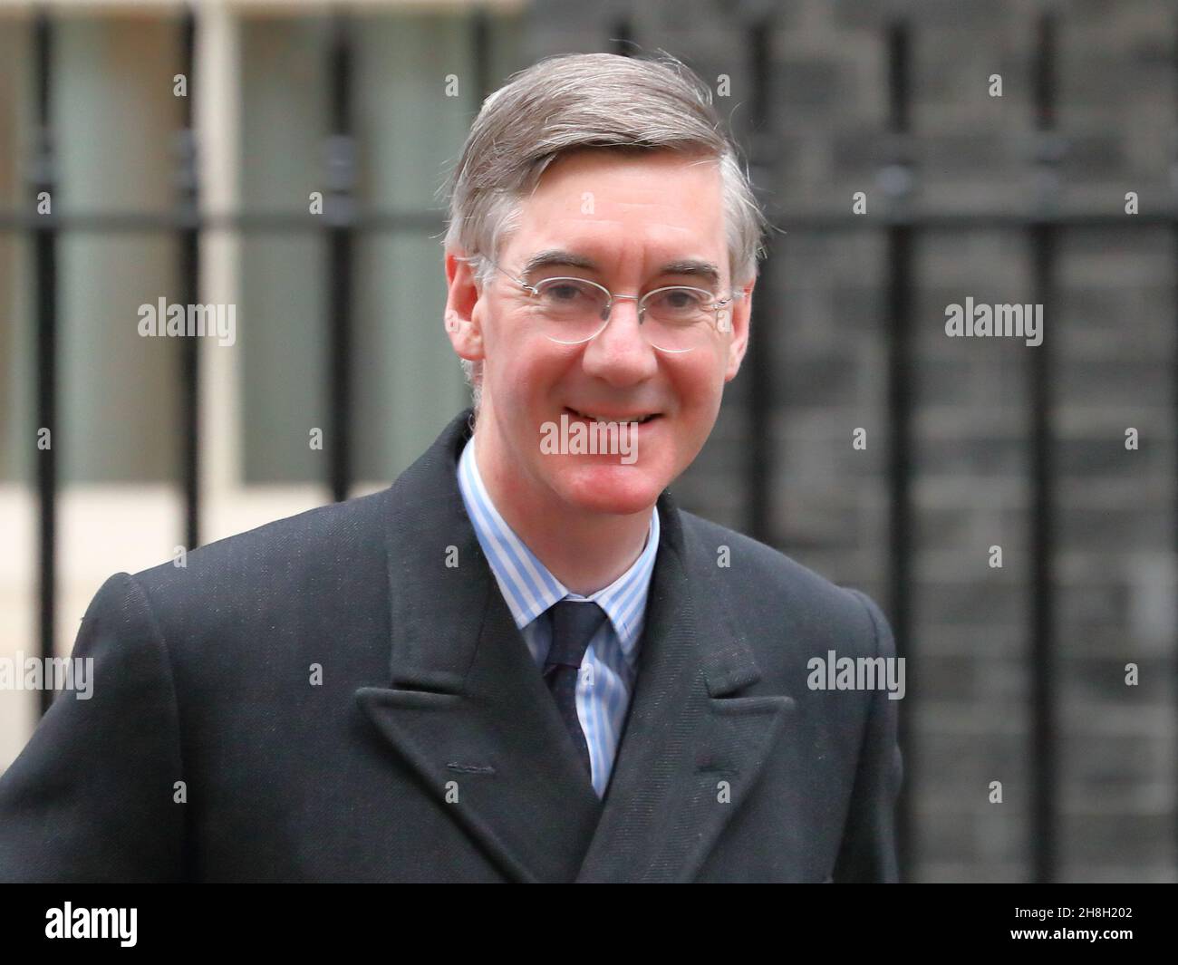 London, UK. 30th Nov, 2021. Leader of the House of Commons Jacob Rees-Mogg arrives at Downing Street for the weekly Cabinet Meeting. Credit: Uwe Deffner/Alamy Live News Stock Photo