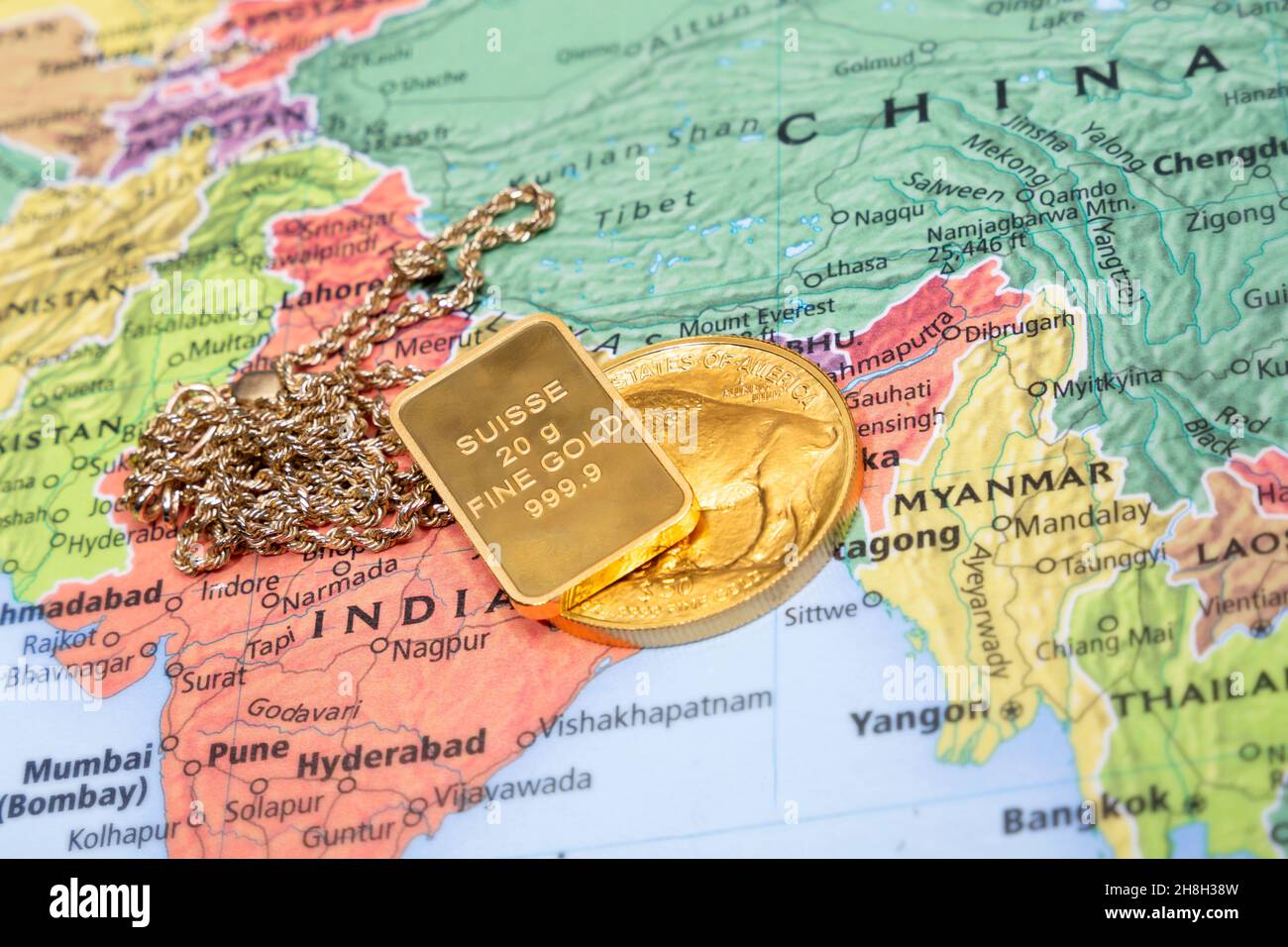 Emerging markets increasing gold reserves. Stock Photo