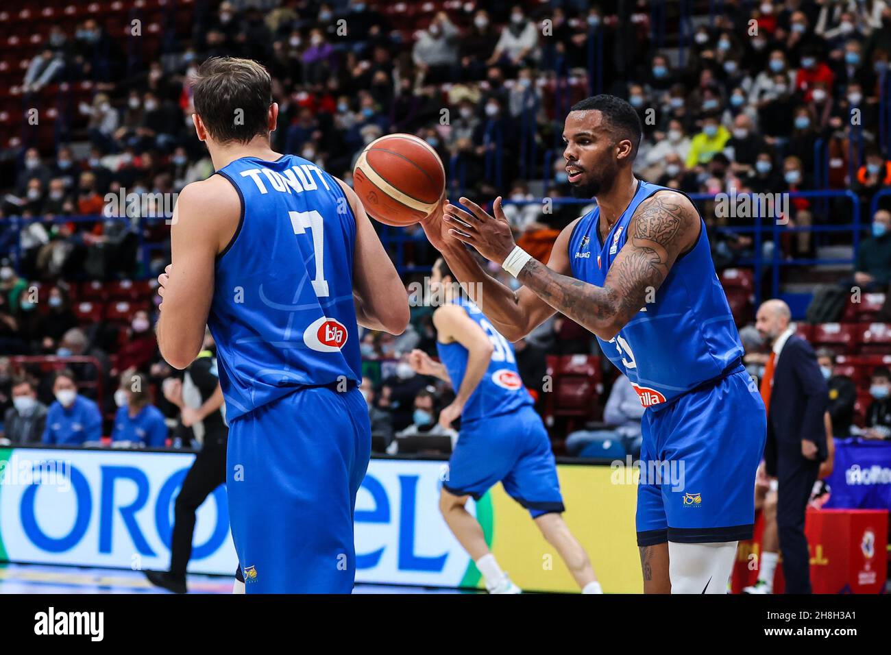 Mattia Udom #20 of Italy in action during the FIBA Basketball World Cup 2023 European Qualifiers 1st Round Group H match between Italy and Netherlands Stock Photo