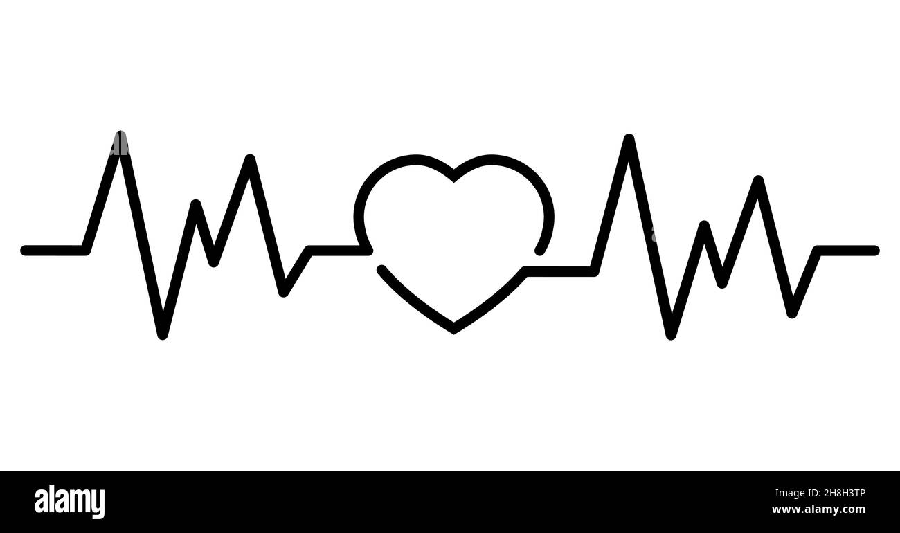 heart icon with sign heartbeat. Vector illustration. Heart in flat ...