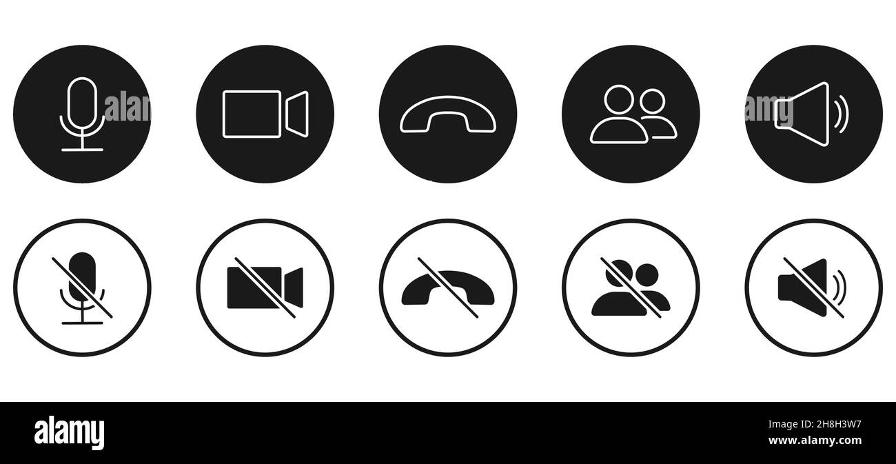 Set of communication icons. Set of Video call icons. Video conference ...