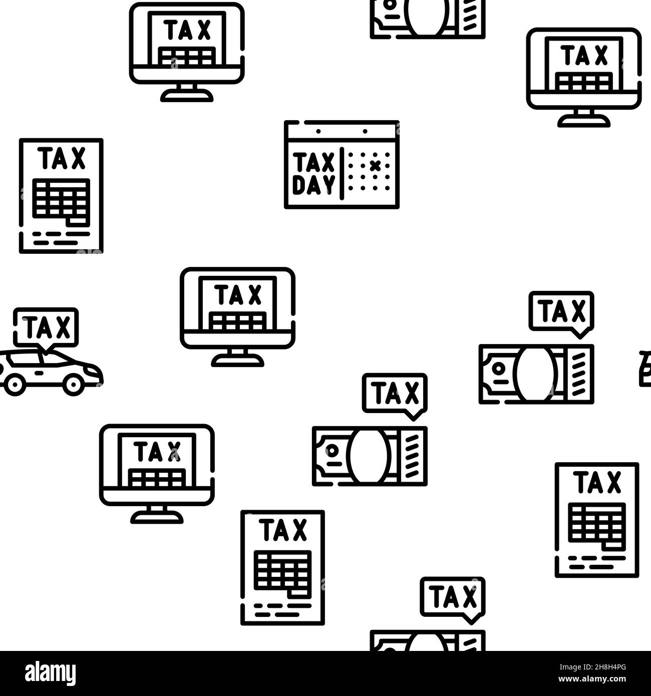 Tax Financial Payment For Income Vector Seamless Pattern Stock Vector
