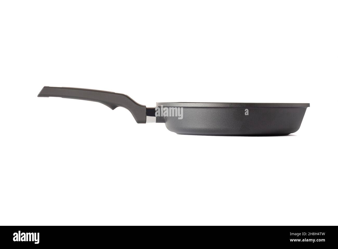 Frying pan with nonstick coating isolated on white background. New