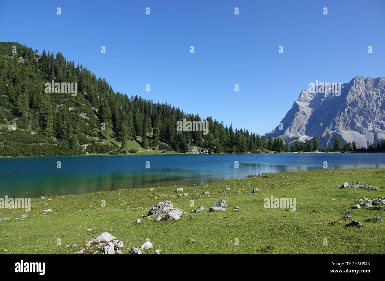 Lake Seebensee In The Tyrolean Alps, Zugspitz Region, In The South Of ...