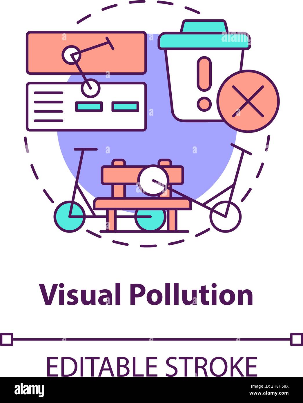 Visual pollution concept icon Stock Vector
