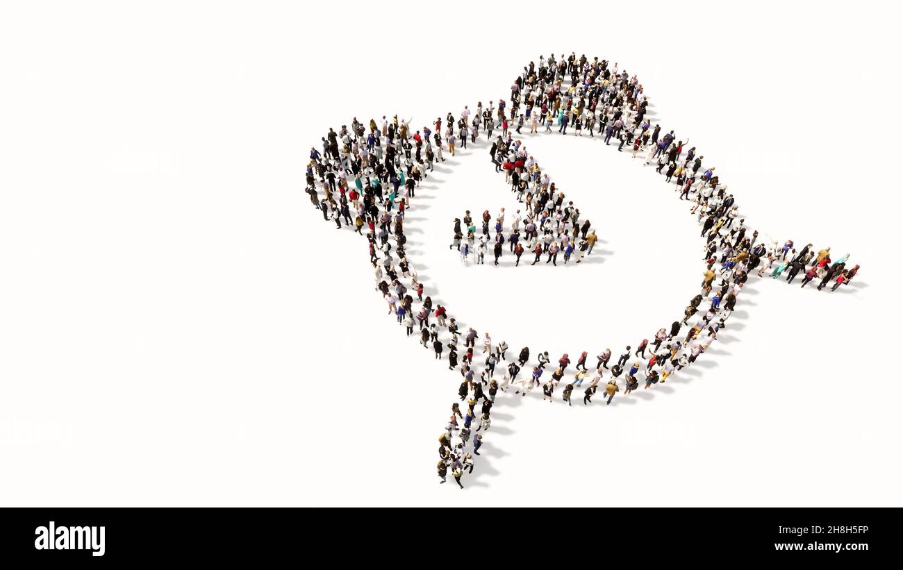 Concept conceptual large community of people forming the alarm clock