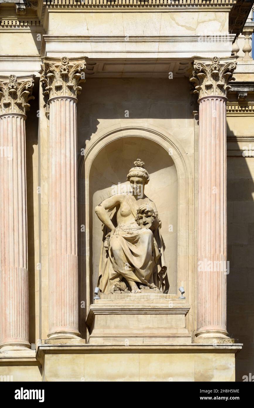 Neoclassical Muse de la Comedie with Theatre Face Mask on Facade of the Second Empire Style Toulon Opera Building (1860-62) Toulon Var Provence France Stock Photo