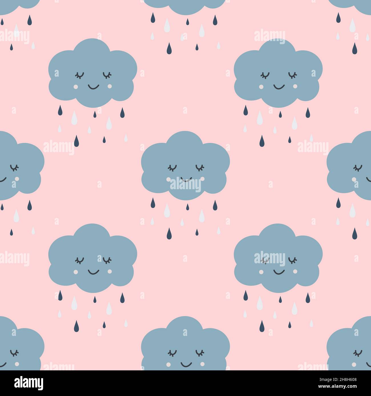 Childish seamless pattern with cute clouds in Scandinavian style. Baby ...