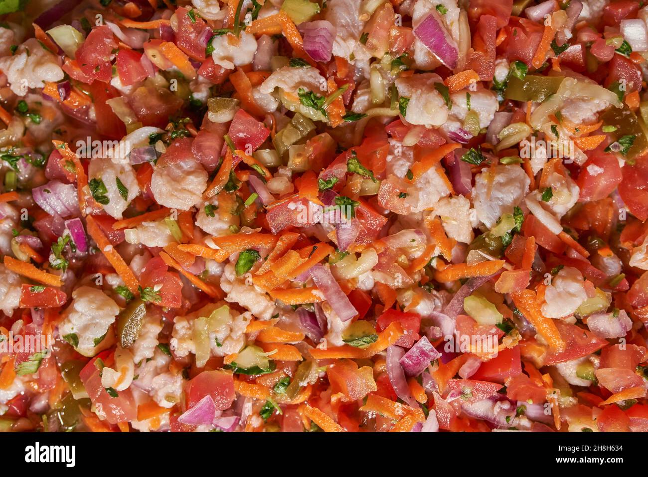 Ceviche of fish cooked with lemon and stir fried with vegetables Stock