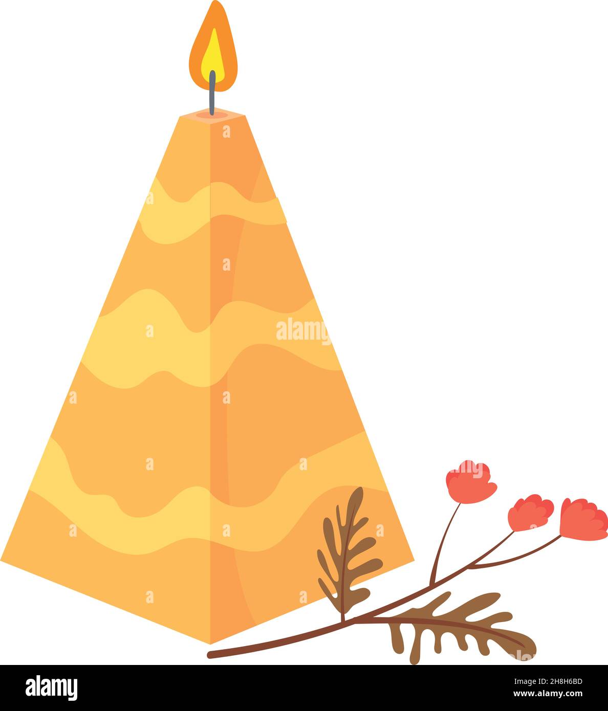 Pyramid yellow candle. Sumbol religion church, style vector illustration isolated on white background Stock Vector