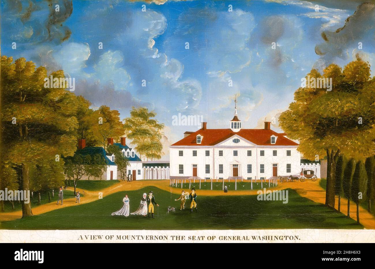 A View of Mount Vernon the seat of General Washington, painting by unknown artist, 1792 or later Stock Photo