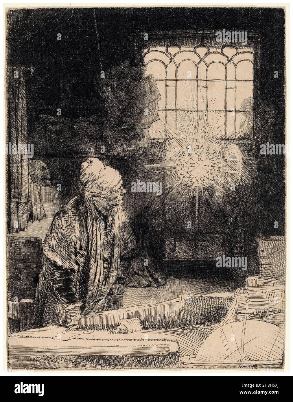 Rembrandt van Rijn, Faust, etching, circa 1652 Stock Photo Alamy