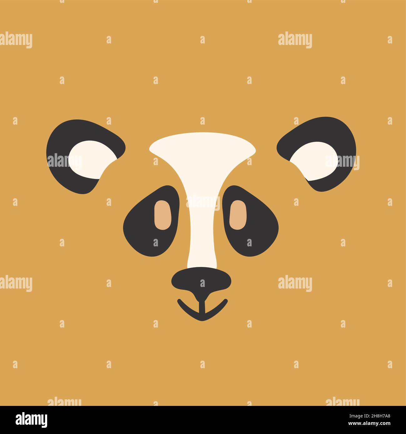 Panda portrait. Plush bear poster, vector illustration on background Stock Vector