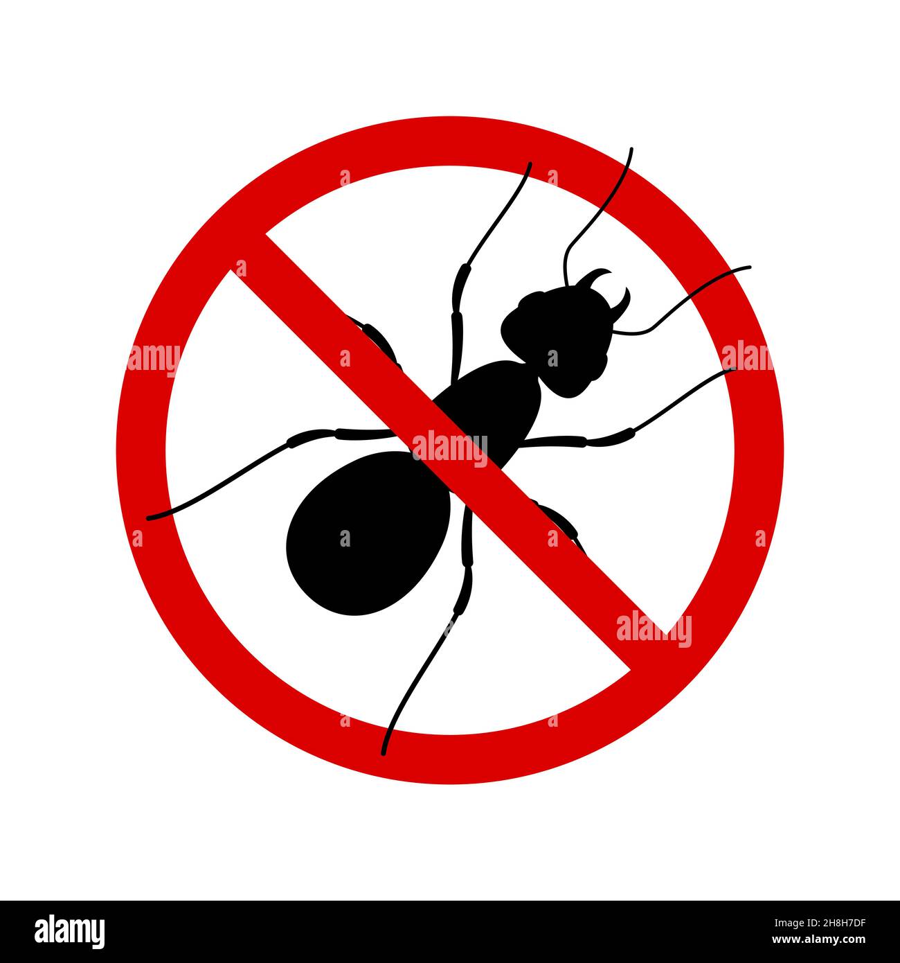No ant with ban sign. Anti ant pest control ban, prohibition insects