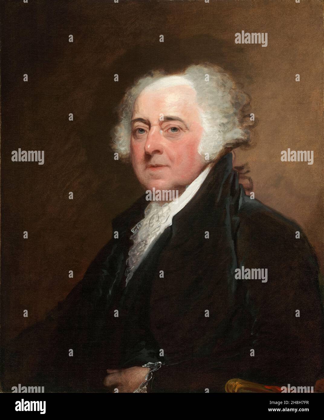 John Adams (1735-1826), American statesman and Founding Father, Second President of the United States, portrait painting by Gilbert Stuart, 1800-1815 Stock Photo