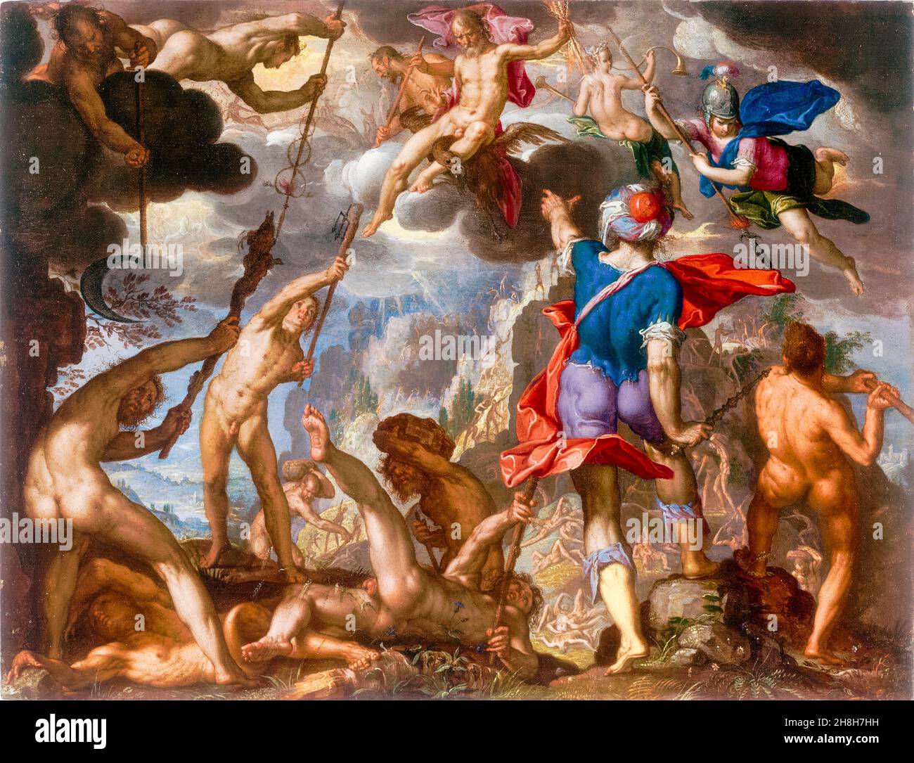 Joachim Wtewael painting,The Battle between the Gods and the Giants, 1603-1613 Stock Photo