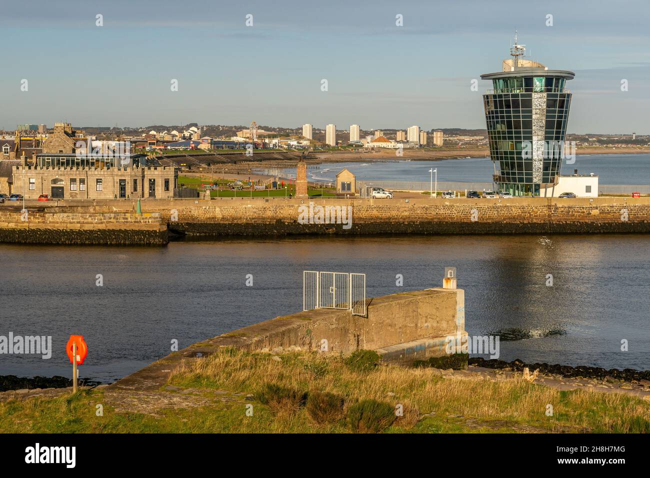 Aberdeen, Scotland, UK, November 10th 2021. Aberdeen Marine Operations Tower and city. Stock Photo