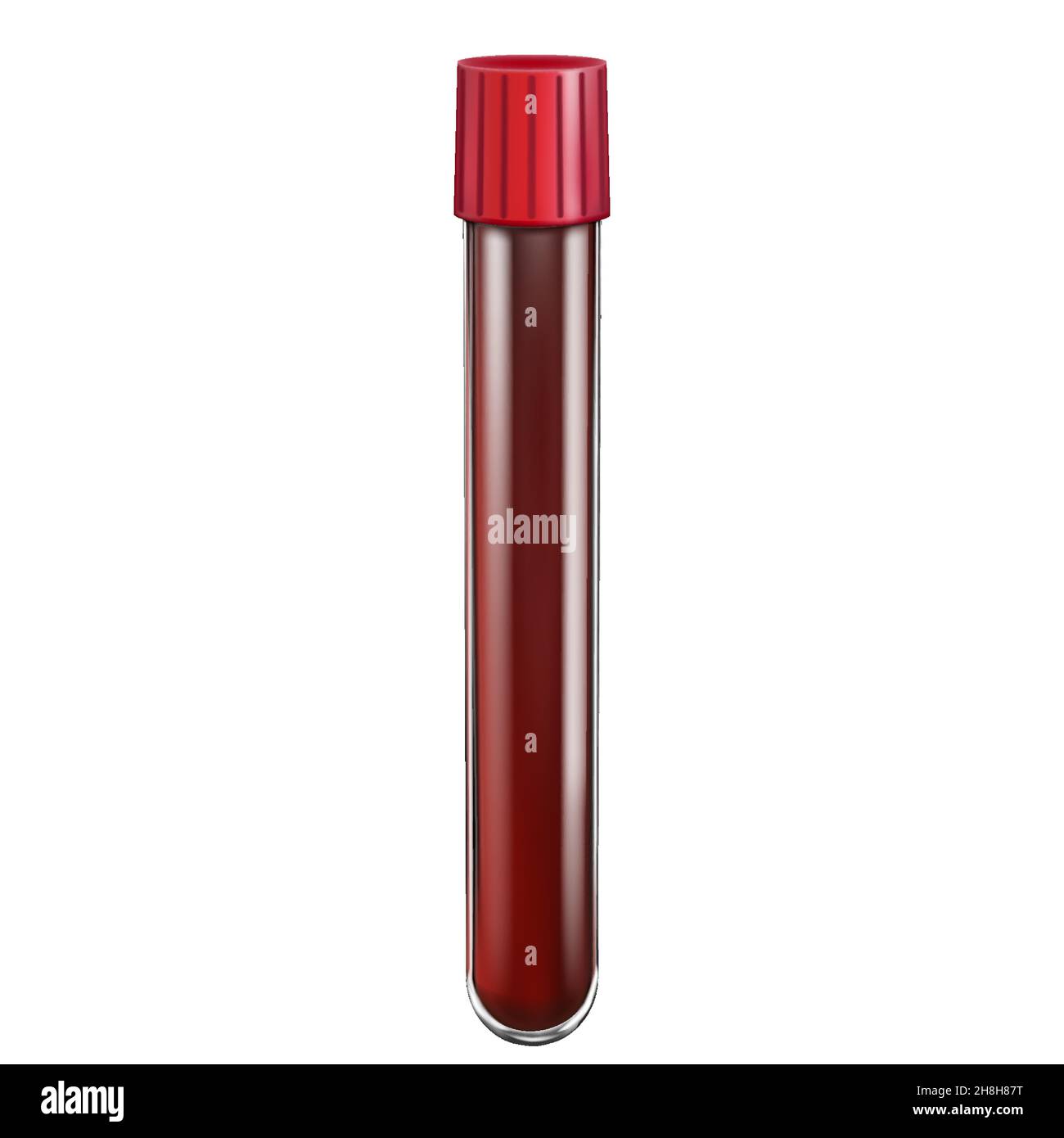 Test Tubes With Blood Samples Isolated On A White Background. Realistic